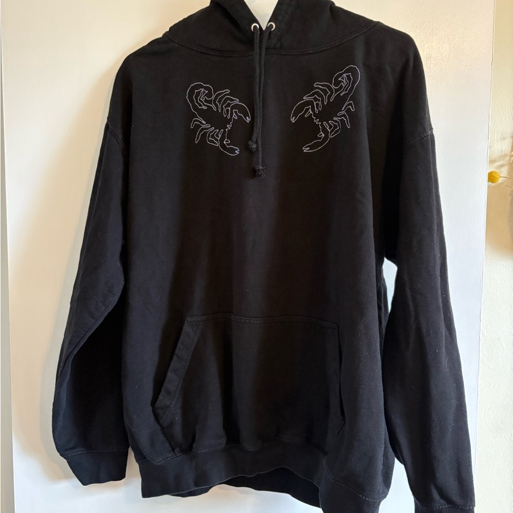 Black Cousin’s Collective Hoodie with Lavender Scorpion Embroidery
